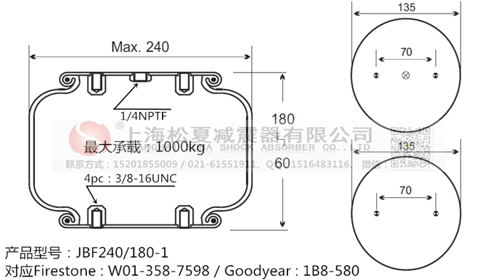 JBF240-180-1橡膠<a href='http://m.topseal.com.cn/' target='_blank'><u>空氣彈簧</u></a>