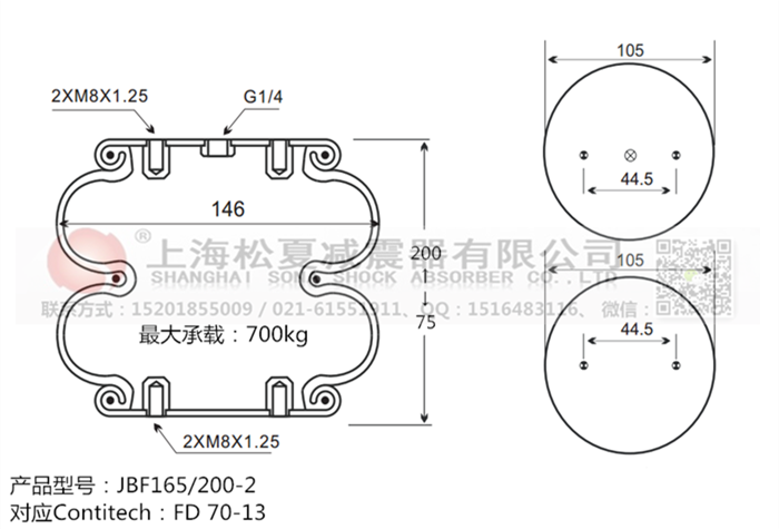 JBF165/200-2橡膠<a href='http://m.topseal.com.cn/' target='_blank'><u>空氣彈簧</u></a>