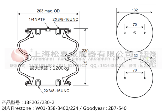 JBF203/230-2橡膠<a href='http://m.topseal.com.cn/' target='_blank'><u>空氣彈簧</u></a>