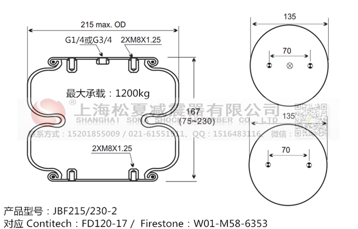 JBF215/230-2橡膠<a href='http://m.topseal.com.cn/' target='_blank'><u>空氣彈簧</u></a>