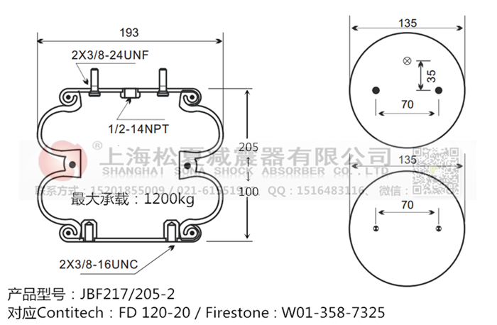 JBF217/205-2橡膠<a href='http://m.topseal.com.cn/' target='_blank'><u>空氣彈簧</u></a>