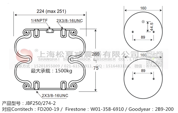 JBF250/274-2橡膠<a href='http://m.topseal.com.cn/' target='_blank'><u>空氣彈簧</u></a>